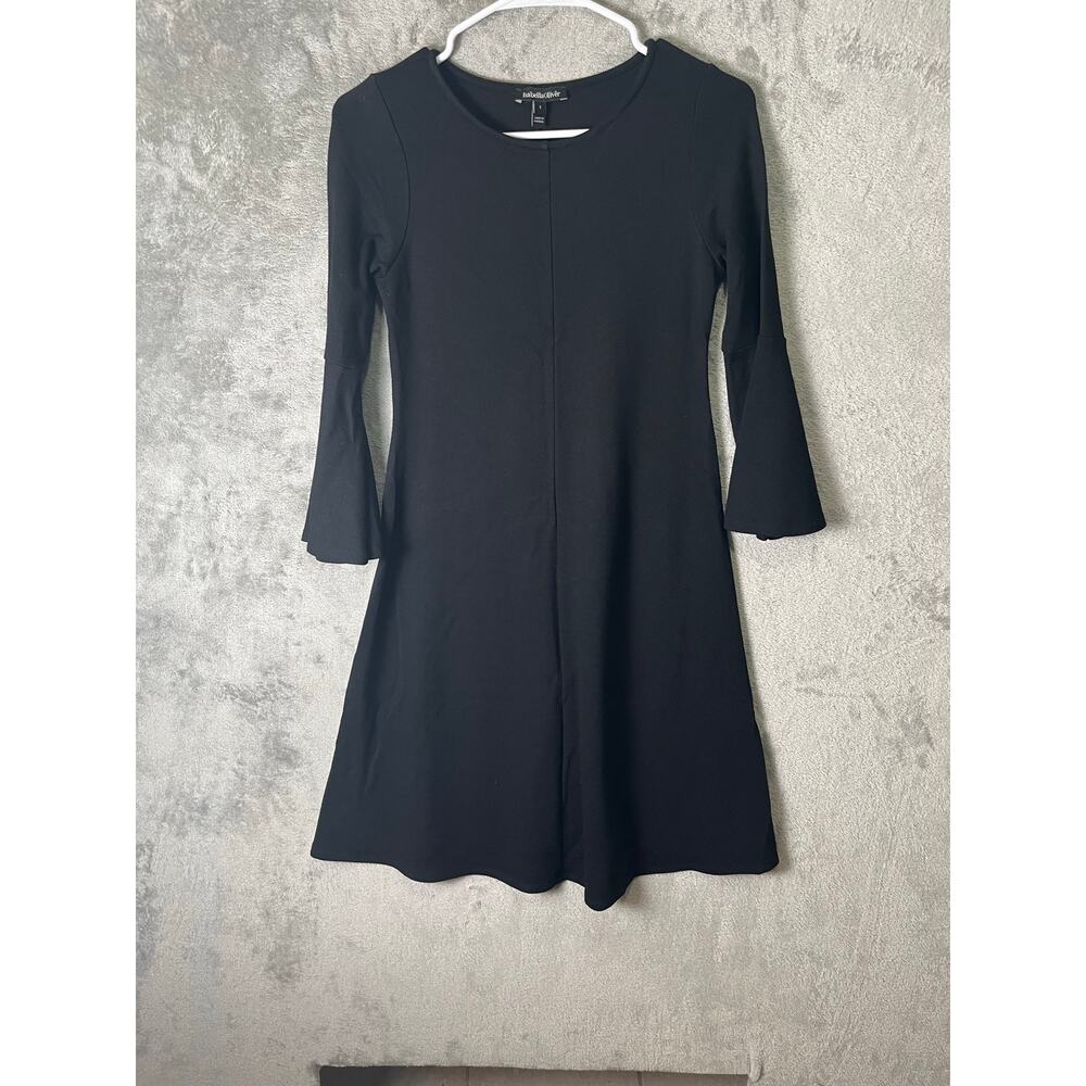 Isabella Oliver Maternity Black Bell Sleeve Dress Minimalist Chic 4